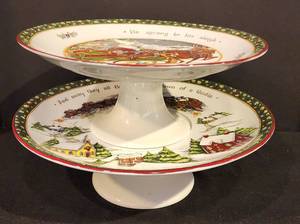 Pair of Pedestal Holiday Cake Plates