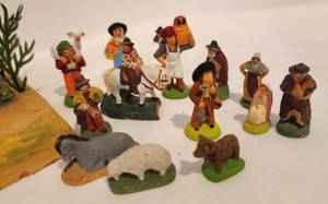 Small French Creche with Miniature Figures