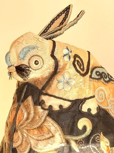 Antique Childrens Chinese Silk Rabbit Hat