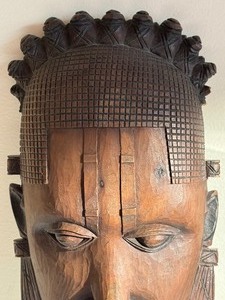 African Tribal Carved Wood Face Mask Benin