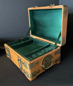 Asian Style Vintage Silk Lined Jewelry Box