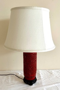 Vintage Chinese Cinnabar Style Table Lamp