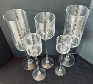 Five Glass Stemmed Candle Holders