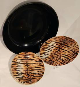 Remarkable Resin Serving Bowl plus I. Godinger Plate Set