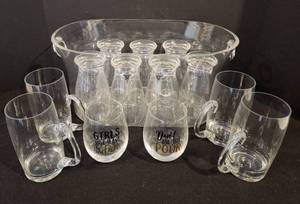 Fun Acrylic Ice Bucket and BeerWine Glasses
