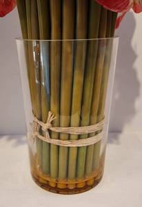 Summery Faux Red Lily Bouquet in Glass Vase