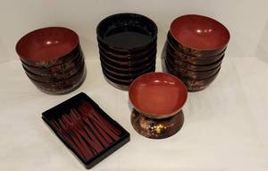 Asian Lacquered Dish Options  Resin Fork Set