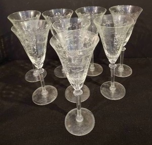 Vintage Etched Crystal Stemware Selection