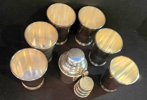 Stunning Set of Silver-Plated Mugs & Sterling Cocktail Shaker