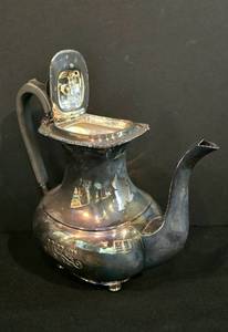 Coordinating Monogrammed Silver-Plated Teapot Trio