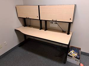 lot 63 image: Office Desk with Overhead Bookcase Cubby