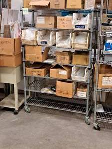 lot 44 image: Rolling Wire Rack Shelving Unit 7-shelf