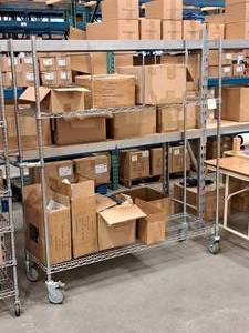 lot 47 image: Rolling Wire Rack Shelving Unit 2-shelf