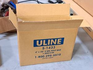 lot 245 image: Lot of (1 Box) Uline 2 Mil Poly Bag S-1433 4x20