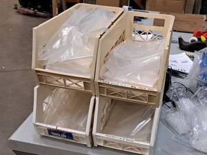 lot 250 image: Lot of (4) Storage Bins with Misc. Bags