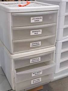 lot 297 image: Lot of (2) Plastic Storage Cabinets 3-drawer