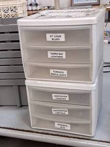 lot 296 image: Lot of (2) Plastic Storage Cabinets 3-drawer
