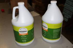 lot 1942 image: Lot of (2) Deoderall Sports Formula Equipment Odor Eliminator 1-Gallon Plastic Bottle