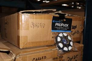 lot 2404 image: Lot of (1 Box) ProGuard Street Hockey Pucks 100-count ( 100 total items ) (Carded, In Packaging)