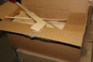lot 2640 image: Lot of (100) 18 Wood Hockey Goalie Sticks