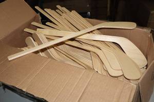 lot 2618 image: Lot of (70) 18 Wood Hockey Sticks