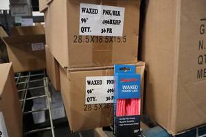 lot 2688 image: Lot of (2 Boxes) ProGuard 96 Waxed PinkBlack Hockey Lace Pairs 36-count ( 72 total items )