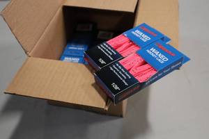lot 2692 image: Lot of (10 Pair) ProGuard 108 Waxed PinkBlack Hockey Lace