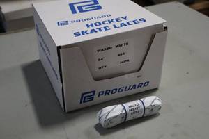 lot 2790 image: Lot of (1 Box) ProGuard 84 Waxed White Hockey Skate Laces Pairs 36-count ( 36 total items )