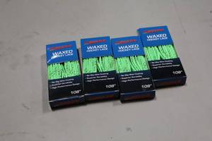 lot 2710 image: Lot of (18 Pair) ProGuard 108 Waxed GreenBlack Hockey Lace