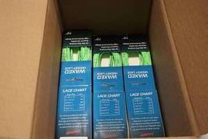 lot 2695 image: Lot of (13 Pair) ProGuard 72 Waxed GreenBlack Hockey Lace