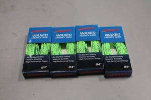 lot 2701 image: Lot of (18 Pair) ProGuard 84 Waxed GreenBlack Hockey Lace