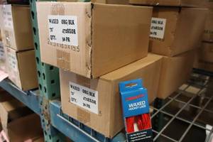 lot 2721 image: Lot of (2 Boxes) ProGuard 72 Waxed OrangeBlack Hockey Lace Pairs 36-count ( 72 total items )