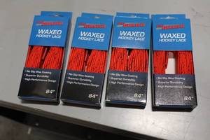 lot 2723 image: Lot of (18 Pair) ProGuard 84 Waxed OrangeBlack Hockey Lace