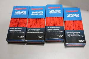 lot 2734 image: Lot of (18 Pair) ProGuard 120 Waxed OrangeBlack Hockey Lace
