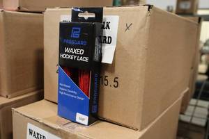 lot 2747 image: Lot of (1 Box) ProGuard 108 Waxed RedBlack Hockey Lace Pairs 36-count ( 36 total items )