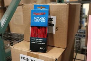 lot 2751 image: Lot of (1 Box) ProGuard 120 Waxed RedBlack Hockey Lace Pairs 36-count ( 36 total items )