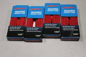 lot 2749 image: Lot of (18 Pair) ProGuard 120 Waxed RedBlack Hockey Lace