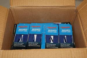 lot 2760 image: Lot of (15 Pair) ProGuard 96 Waxed BlueBlack Hockey Lace