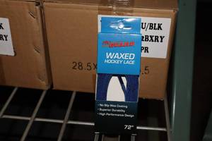 lot 2755 image: Lot of (1 Box) ProGuard 72 Waxed BlueBlack Hockey Lace Pairs 36-count ( 36 total items )