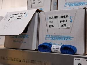 lot 3658 image: Lot of (2 Cases) ProGuard 120 Royal Blue Classic Hockey Laces 36-count ( 72 total items )