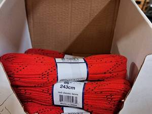 lot 3659 image: Lot of (7 Pairs) ProGuard 96 Red Classic Hockey Laces