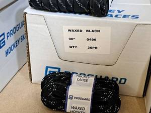 lot 3681 image: Lot of (1 Case) ProGuard 96 Waxed Black Hockey Skate Lace 36-count ( 36 total items )