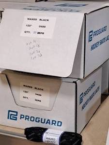 lot 3694 image: Lot of (2 Cases) ProGuard 120 Waxed Black Hockey Skate Lace 36-count ( 72 total items )