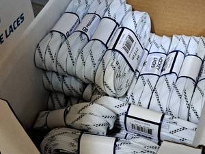 lot 3695 image: Lot of (15 Pairs) ProGuard 84 Waxed White Hockey Lace