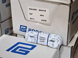 lot 3699 image: Lot of (1 Case) ProGuard 84 Waxed White Hockey Lace 36-count ( 36 total items )