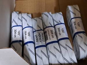 lot 3707 image: Lot of (6 Pairs) ProGuard 120 Waxed White Hockey Lace