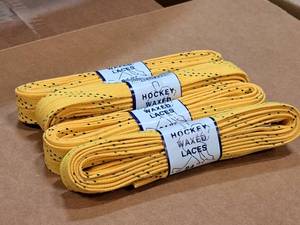 lot 3710 image: Lot of (13 Pairs) ProGuard 84 Waxed Yellow Hockey Laces