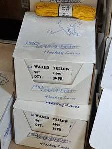 lot 3716 image: Lot of (2 Cases) ProGuard 96 Waxed Yellow Hockey Laces 36-count ( 72 total items )