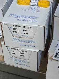 lot 3722 image: Lot of (2 Cases) ProGuard 108 Waxed Yellow Hockey Laces 36-count ( 72 total items )