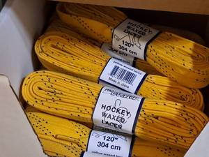 lot 3723 image: Lot of (13 Pairs) ProGuard 120 Waxed Yellow Hockey Laces